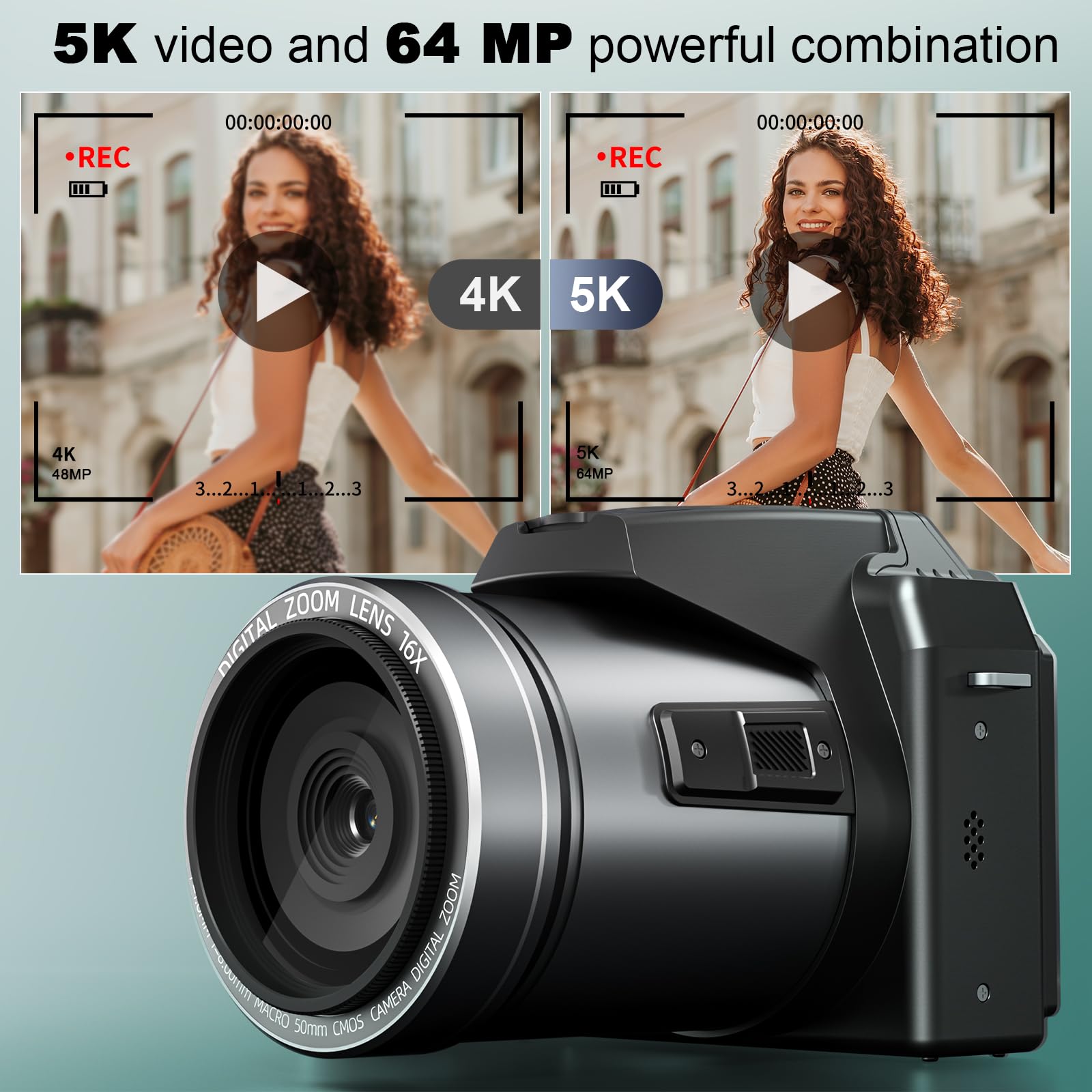 Amazon.com : Monitech 64MP Digital Camera for Photography, 5K